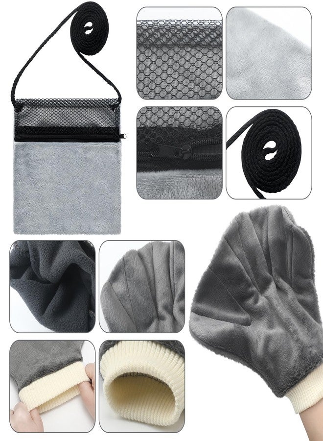 SilTriangle 4 Pcs Sugar Glider Bonding Pouch with Mitt Calming Hedgehog Gloves Sugar Glider Cage Accessories Handling Bite Proof Hamster Carry Bag for Small Animal Outgoing Sleeping - Image 5